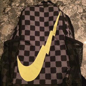 Nike Kids Checkered Backpack - Black and Yellow